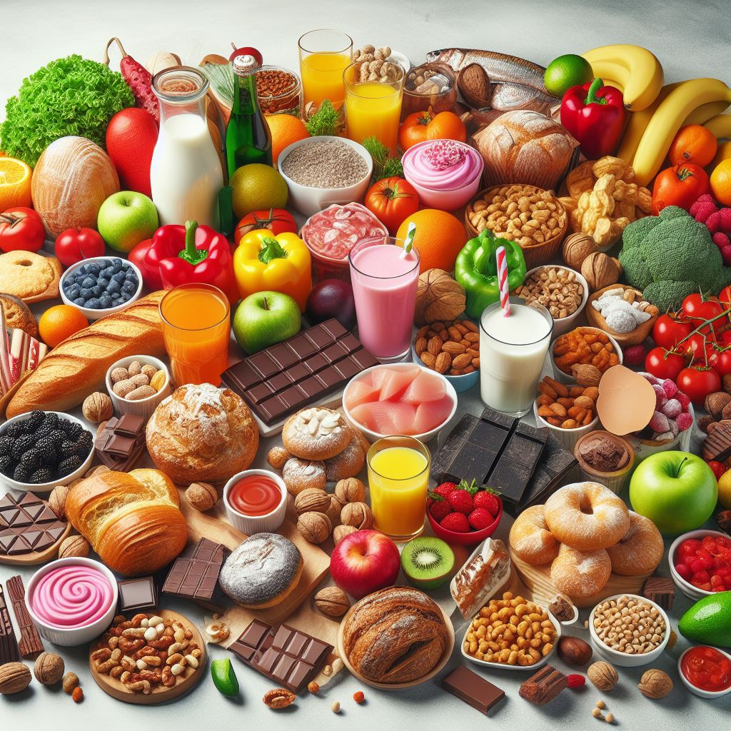 Ilustracja przedstawiająca proces wprowadzania diety eliminacyjnej jako metody leczenia alergii pokarmowej.